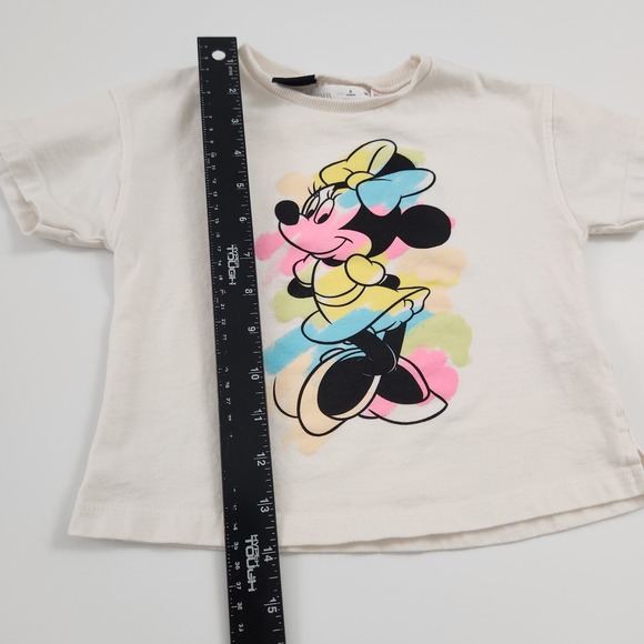 Kids Zara Disney Minnie Mouse T Shirt Size 3 Years Cream Pastel Graphic Tee - Picture 9 of 9